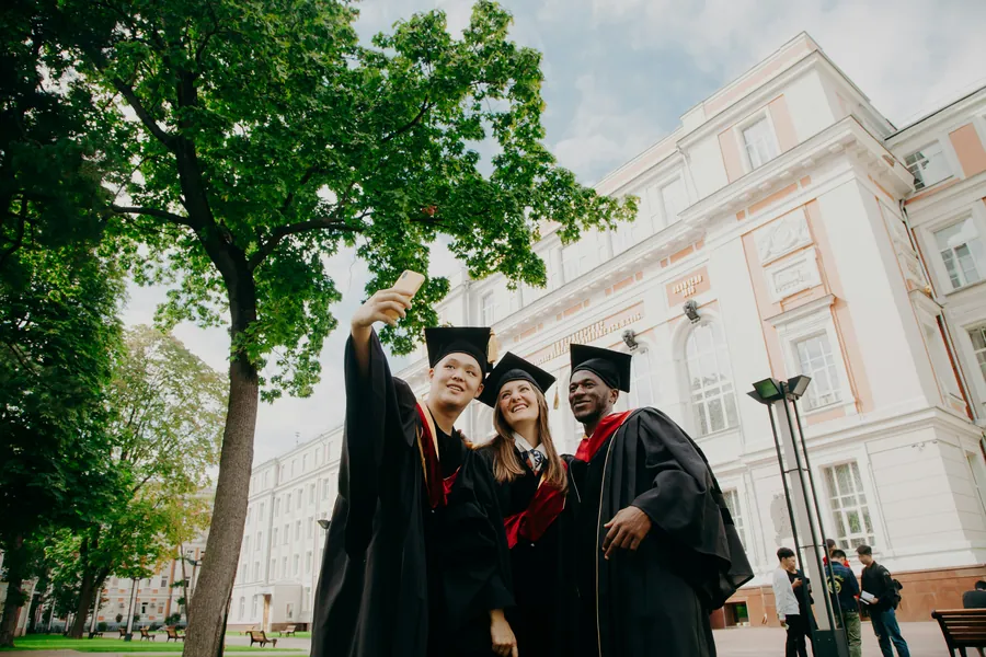 Graduates taking a selfie
