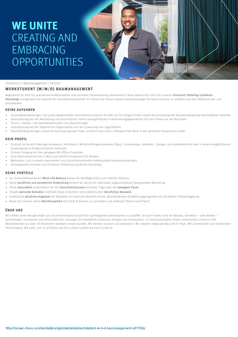 Stellenausschreibungsposter Drees & Sommer SE