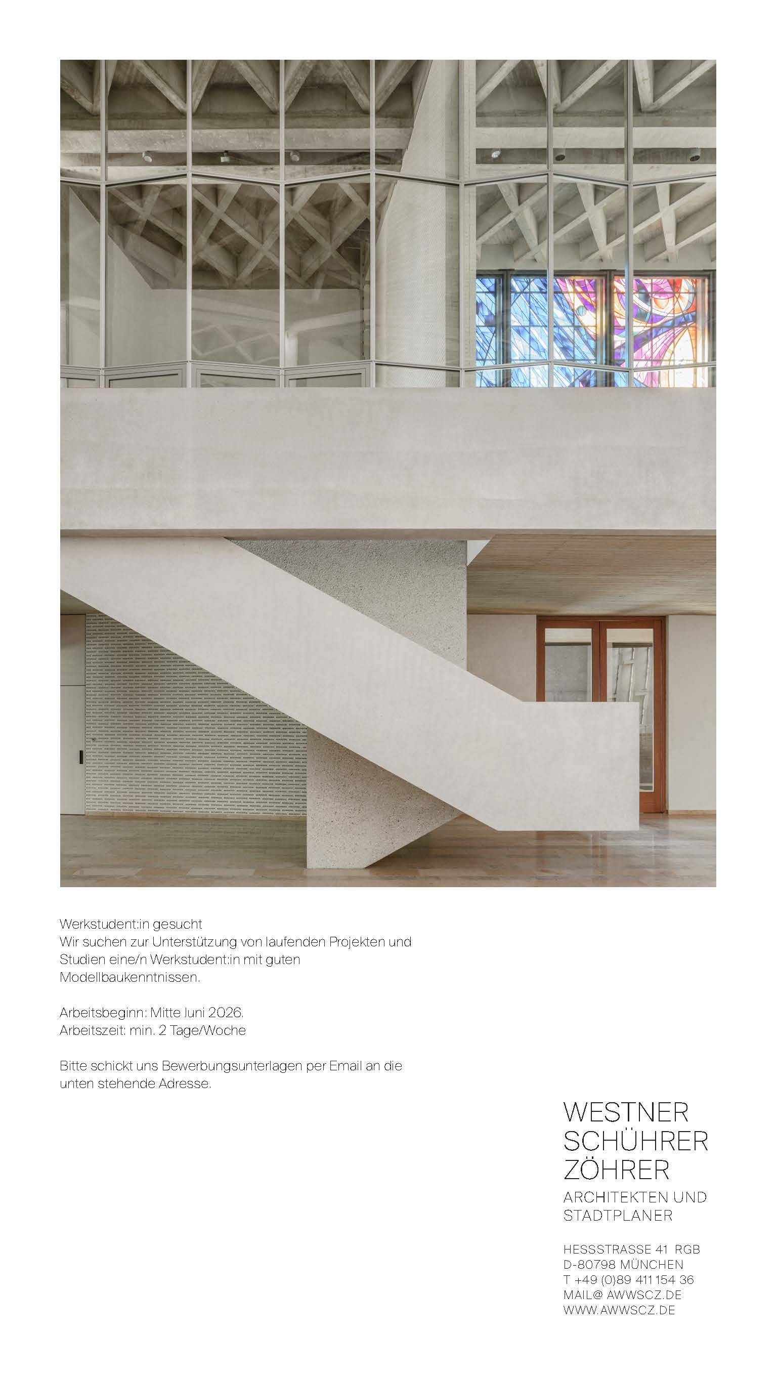 Stellenausschreibungsposter Westner Schührer Zöhrer Architekten und Stadtplaner