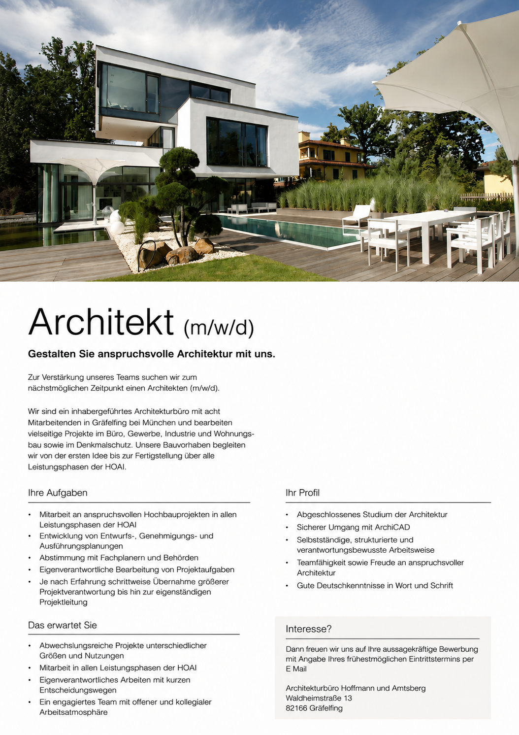 Stellenausschreibungsposter Architekturbüro Hoffmann Amtsberg