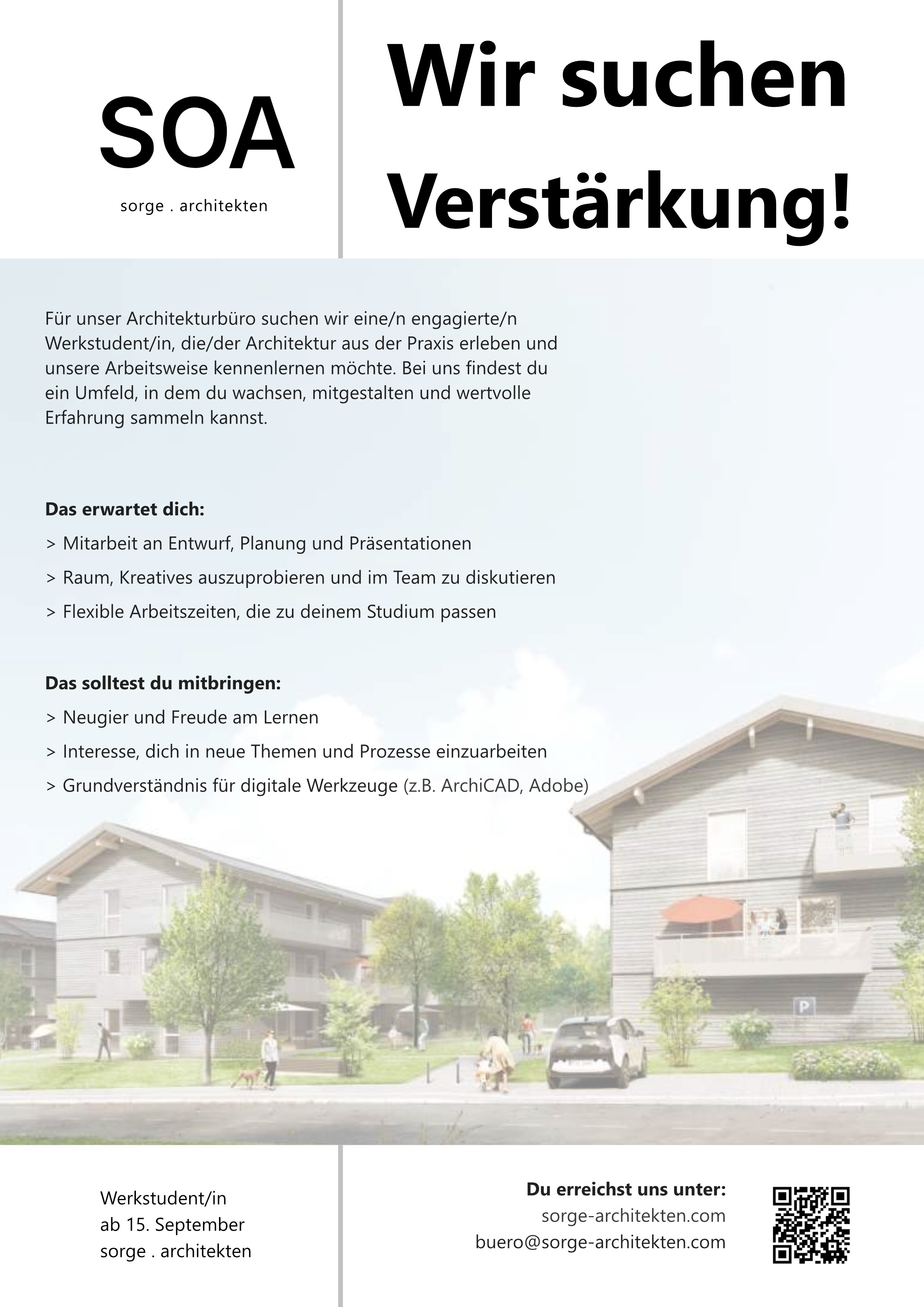 Stellenausschreibungsposter sorge . architekten