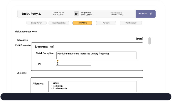 A computer opened with a screen that shows a form where Scripted pharmacists review the consultation