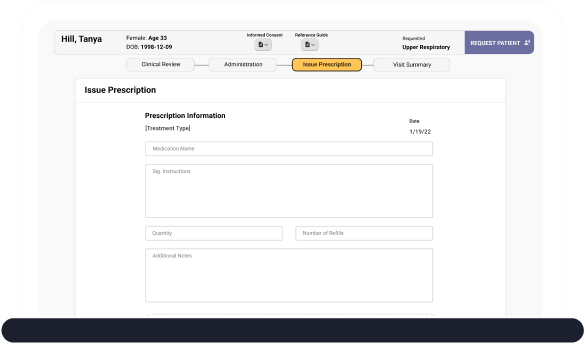 A computer screen that shows the medical prescription the user gets after completing the process
