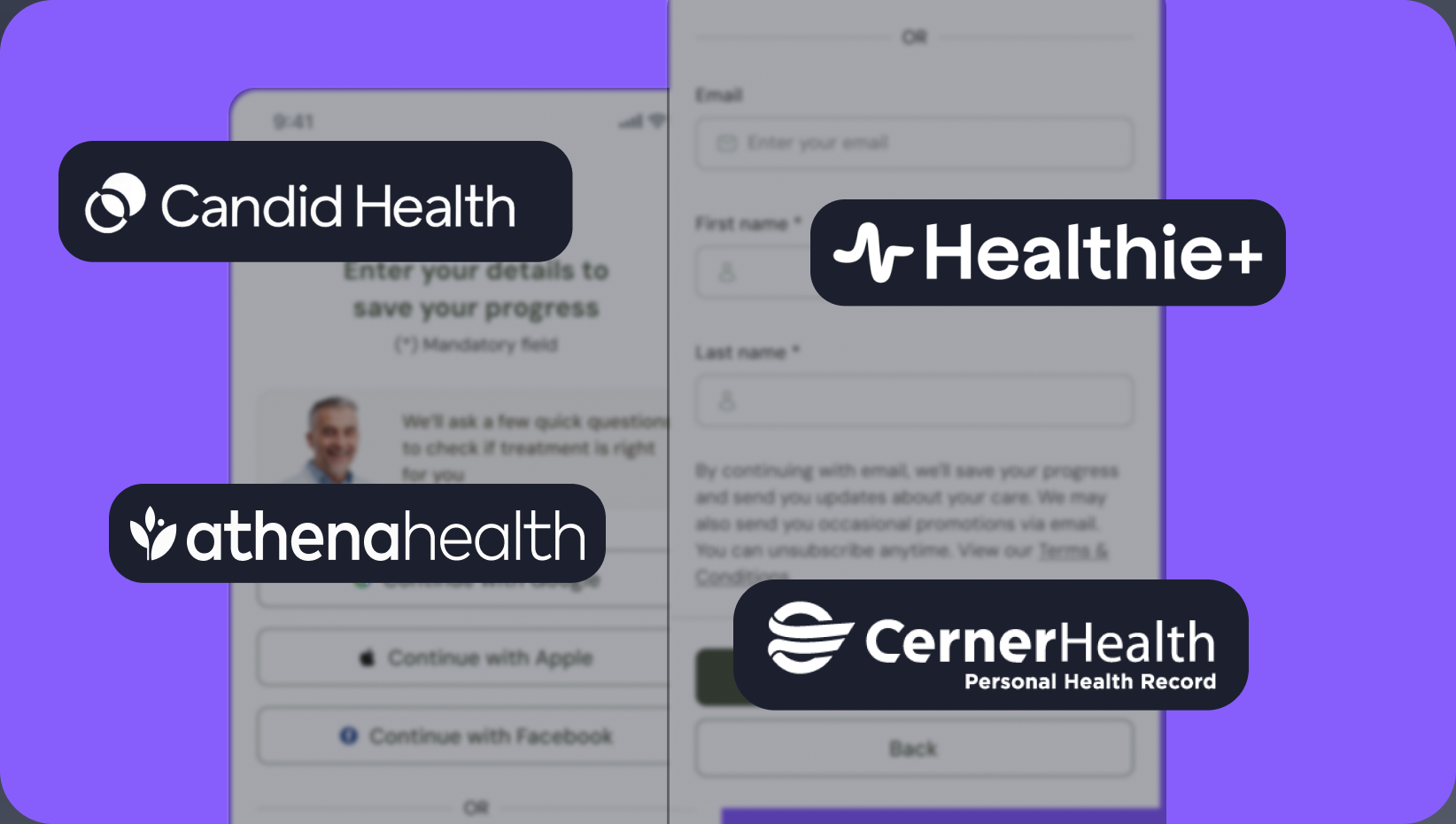 EHR integrations with Candid Health, Healthie, athenahealth and Cerner