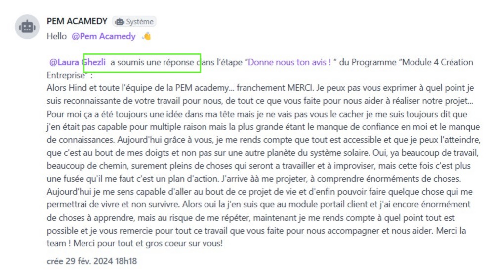 Retour élève