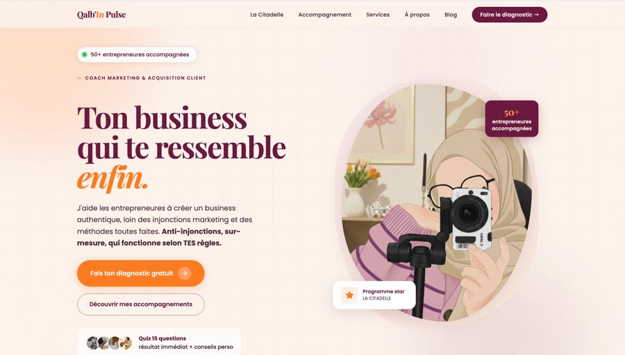 Site Qalb'In Pulse créé avec Écosystème IA