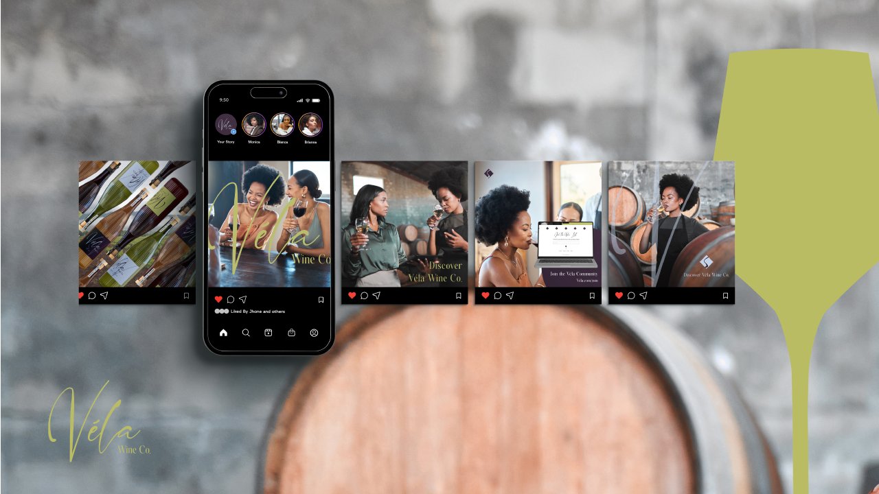Instagram template mock up for Vela Wine Co.