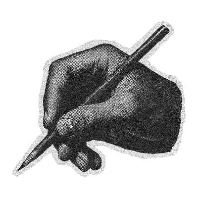 A hand cut off holding a pencil.