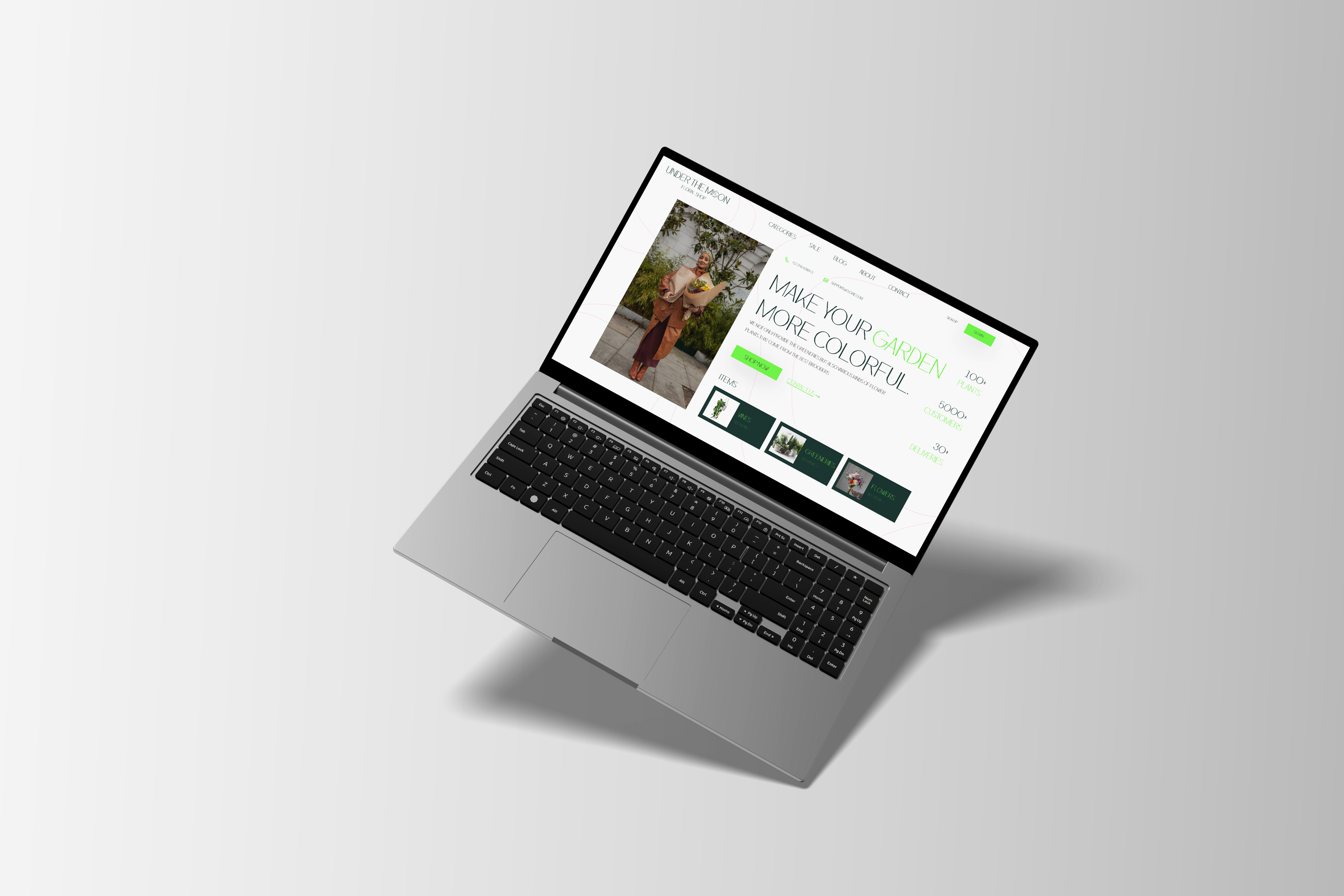 Under the Moon landing page mock-up