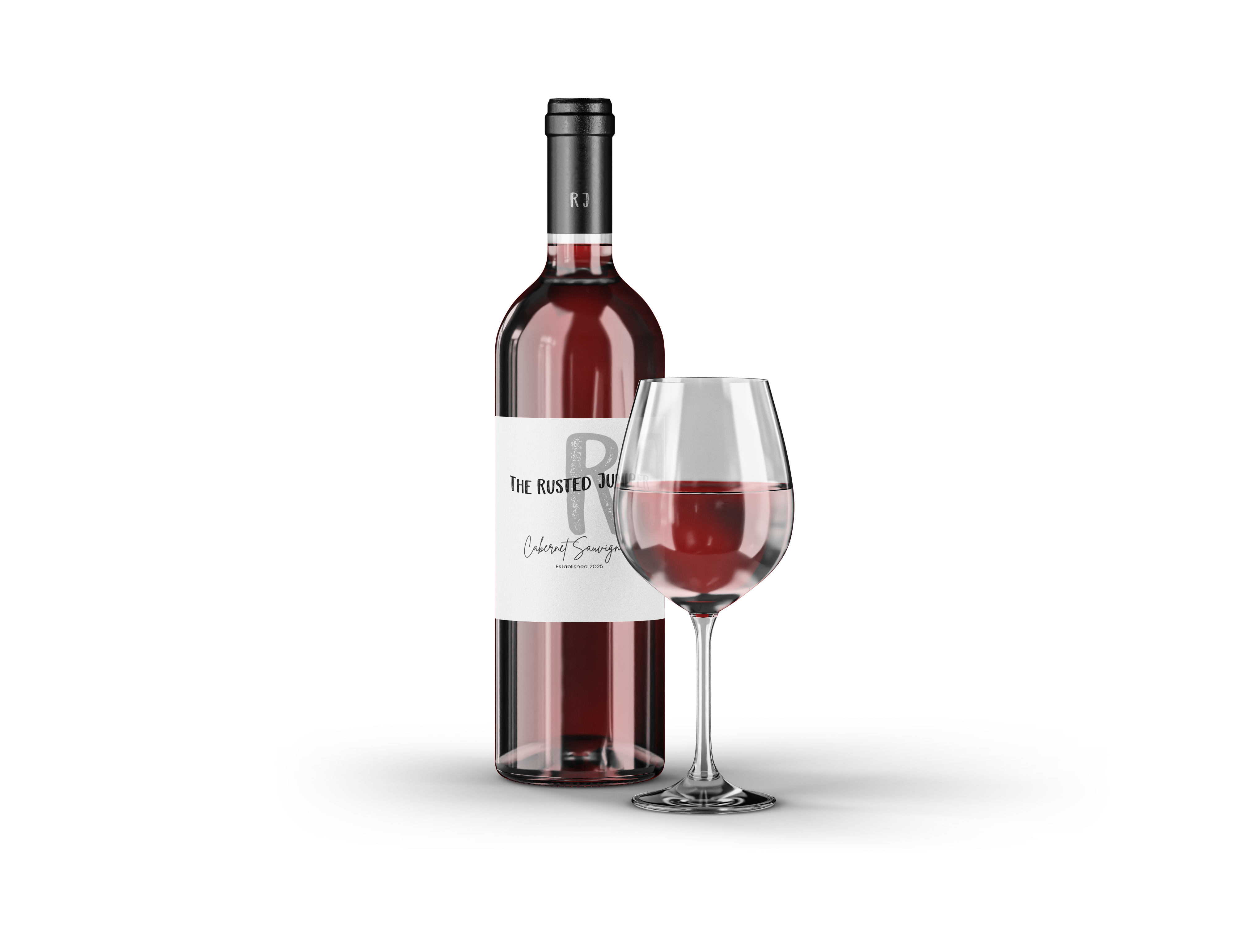 In house wine label mock-up for The Rusted Juniper