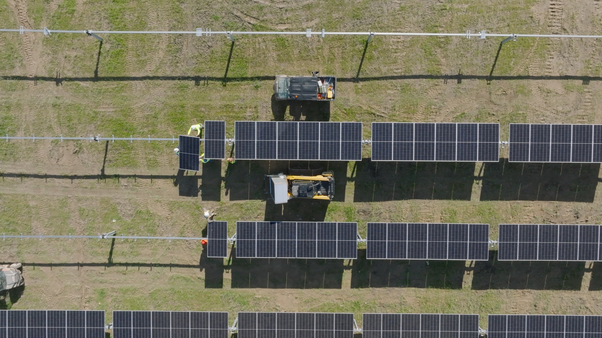 Crews constructing a Madison distributed solar project