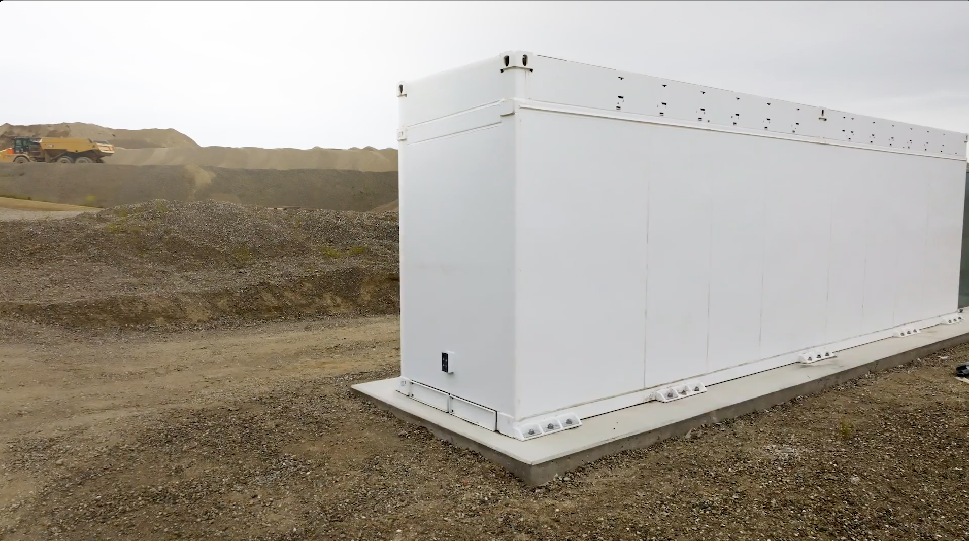 Battery energy storage unit installed on a project site.