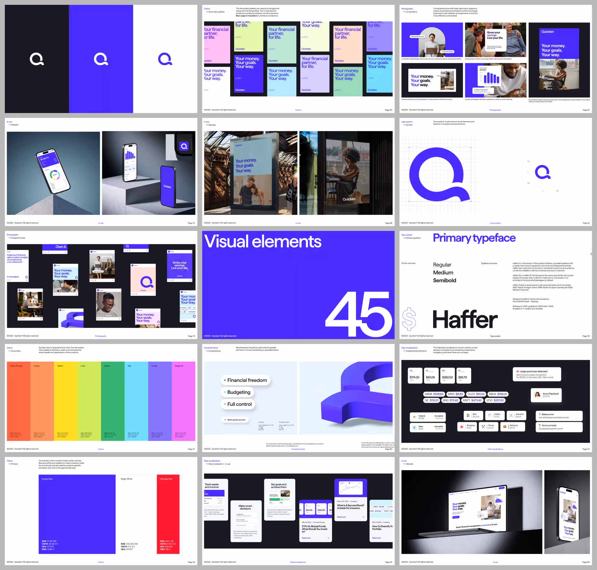 A grid of images from the Quick brand book