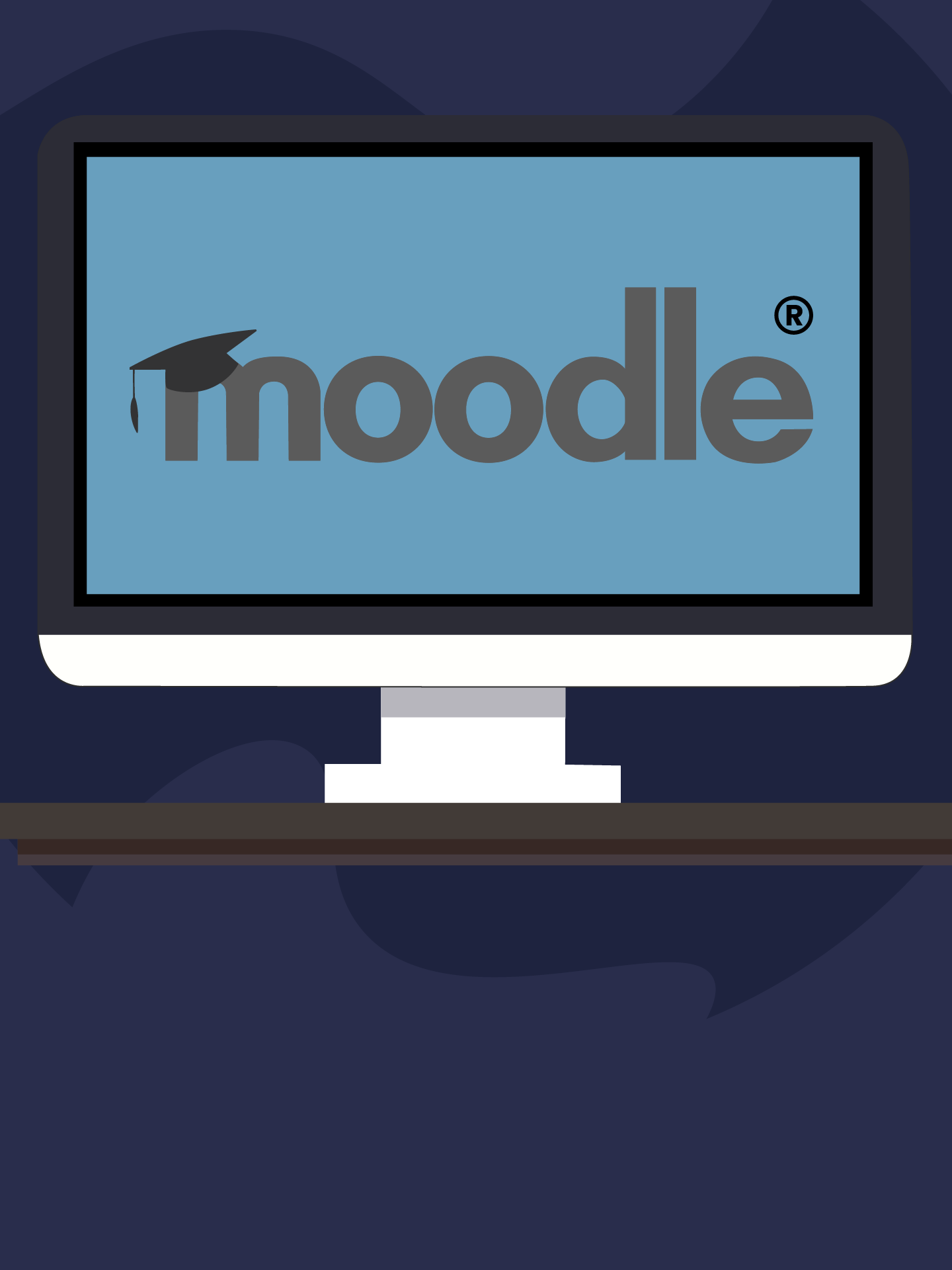 dibujo de una  computadora con el logo de moodle 