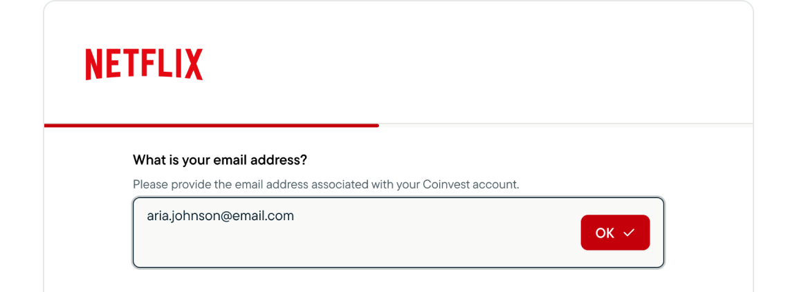 Customize survey look using Netflix logo and styles asking for email address