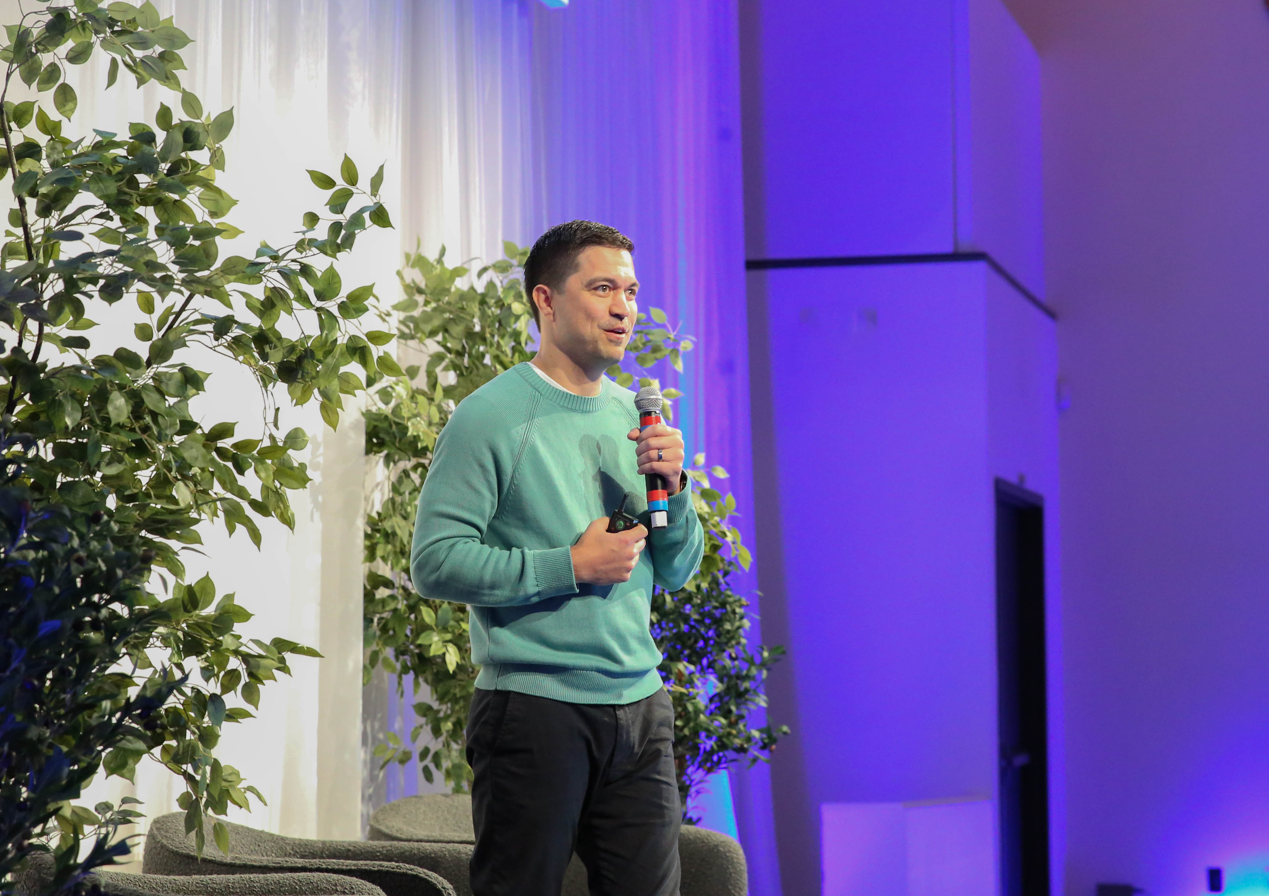 Ryan Glasgow, Founder and CEO of Sprig speaking on stage at Experience Research Summit San Francisco