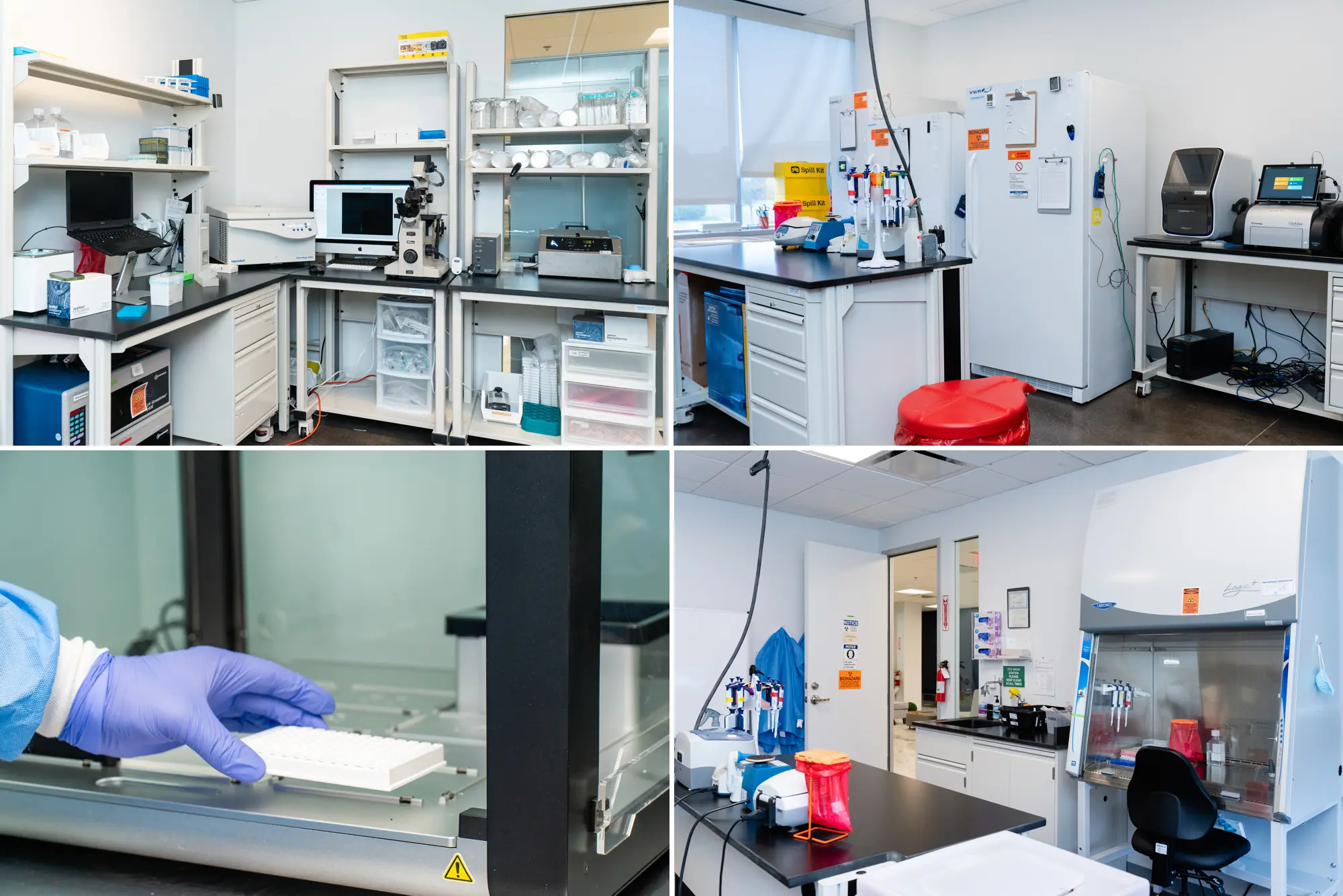 4 photo collage of lab rooms at Athari