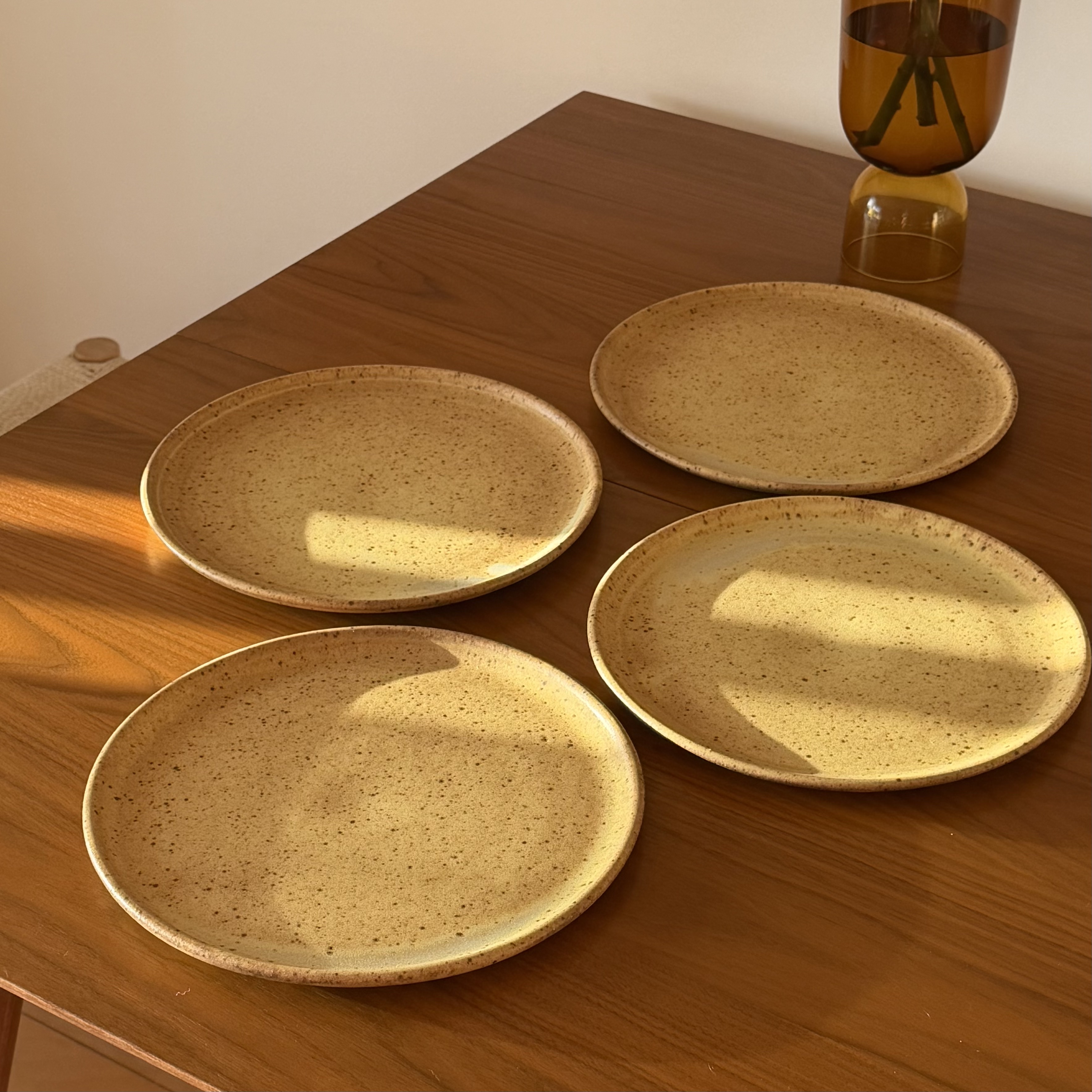 Wheelthrown with stoneware. ~10.25" diameter. Sold as a set of four.
