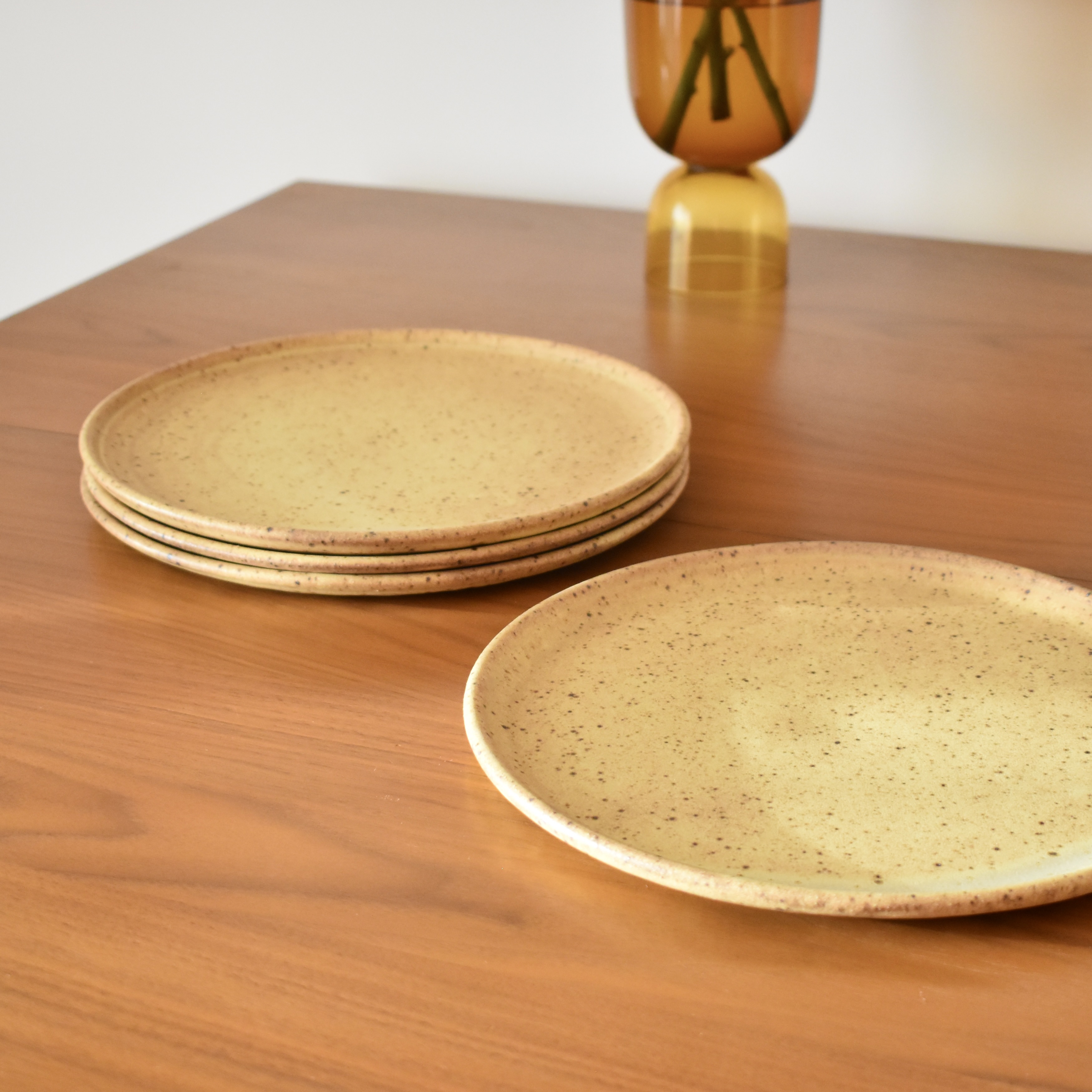 Wheelthrown with stoneware. ~10.25" diameter. Sold as a set of four.