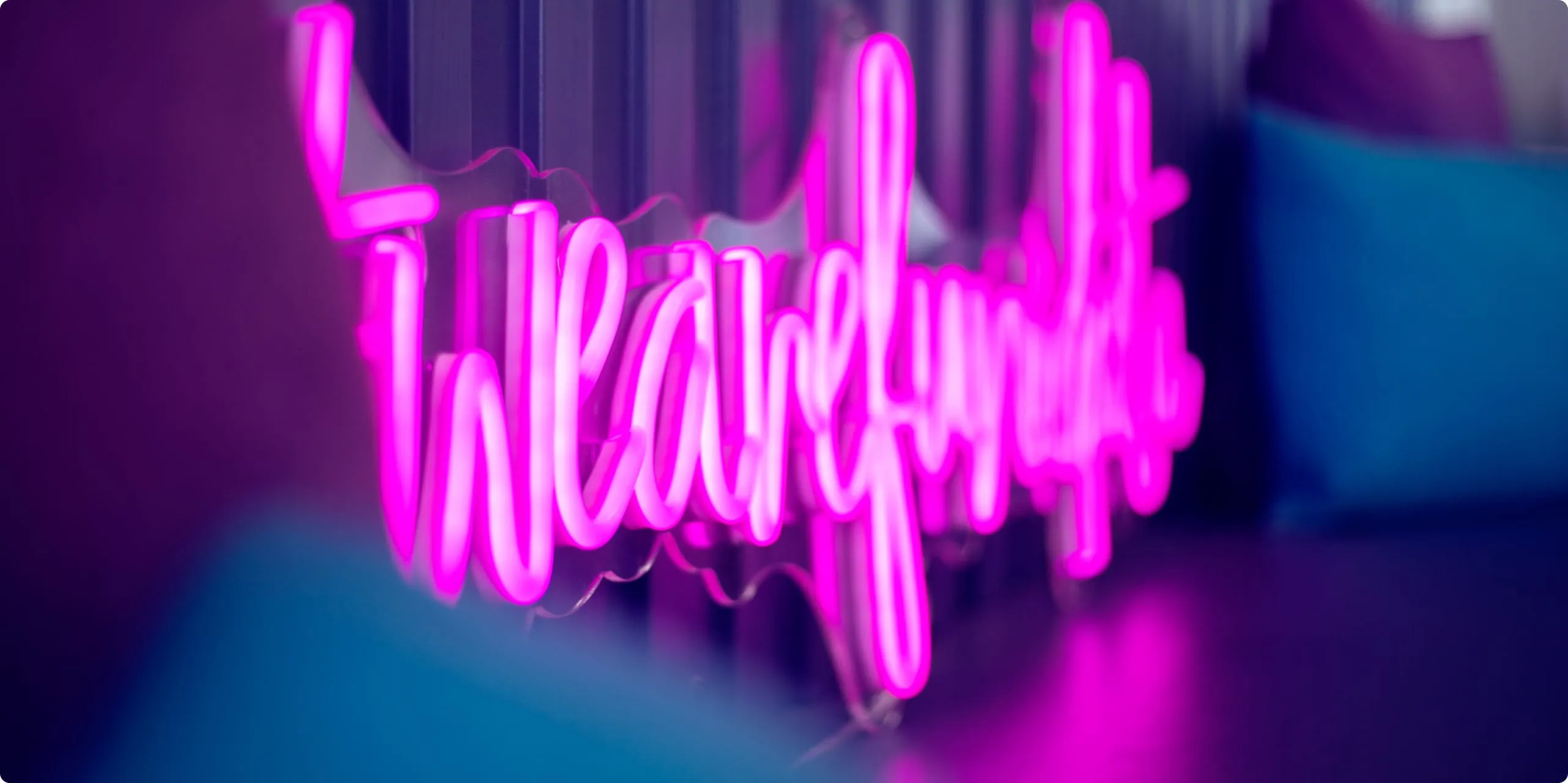 Funidata neon sign saying wearefunidata