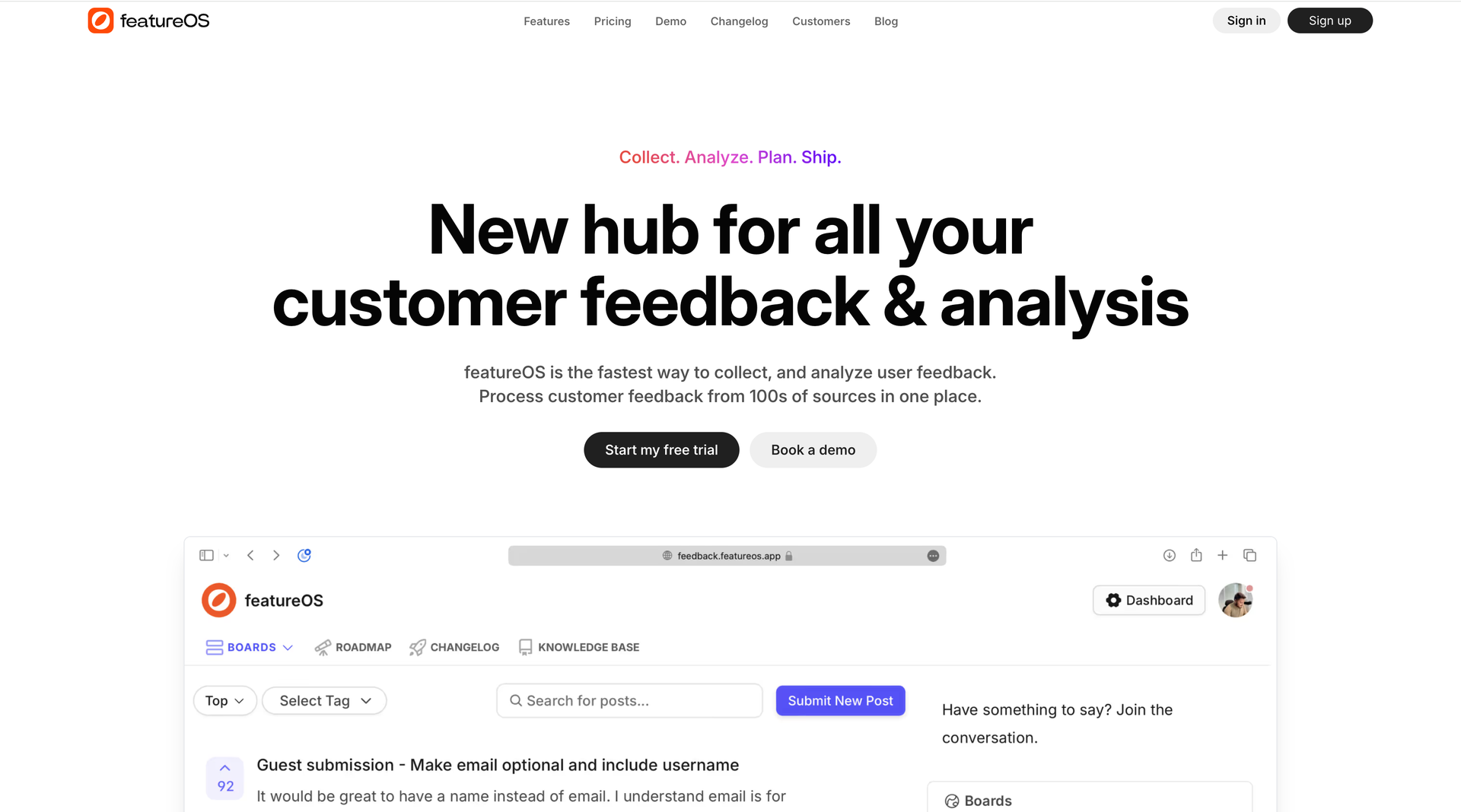 featureOS Home page image