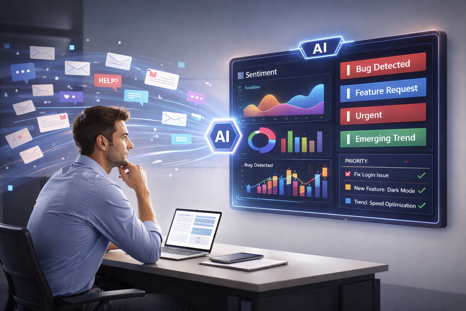 a man submitting feedback