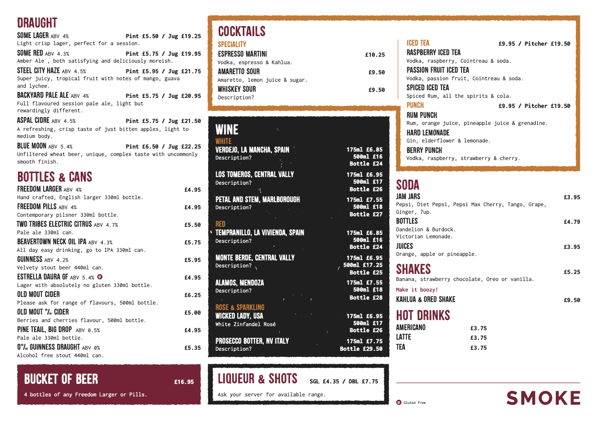 Drinks Menu