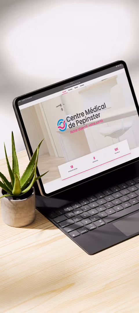 Mockup du site du Centre Médical de Pepinster sur tablette
