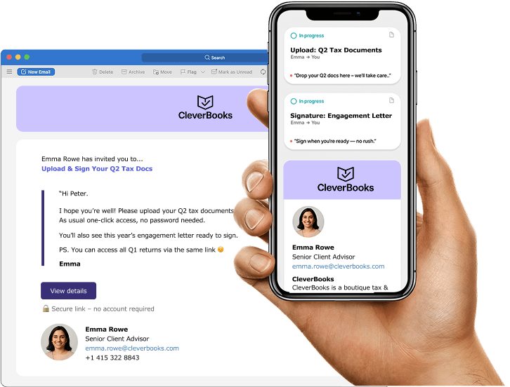 Secure client communication screenshots from workiro