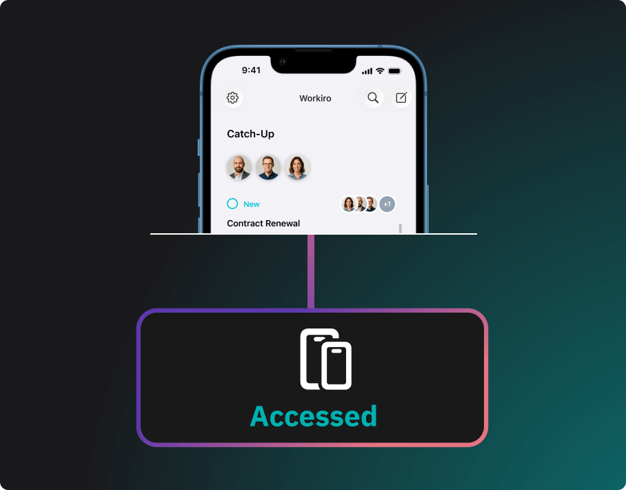 Smartphone screen showing how Workiro has a native mobile app for on the go access to documents and signatures for professionals.