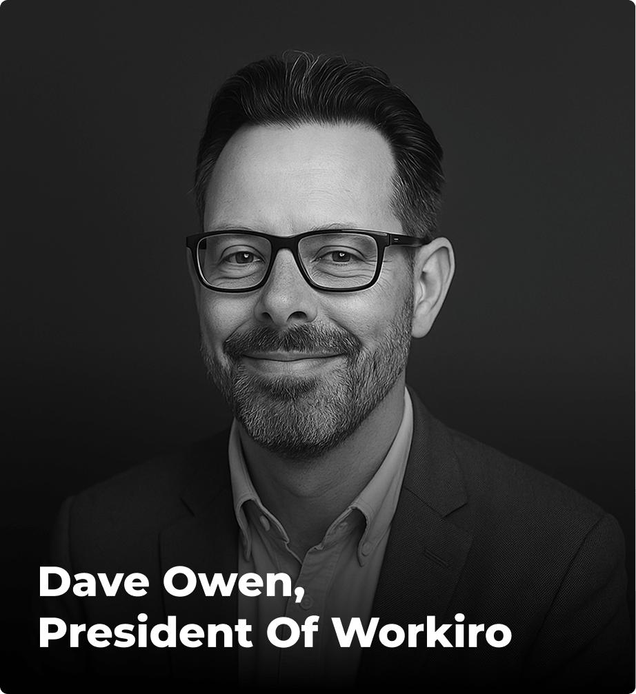 Black-and-white portrait the president of Workiro David Owen