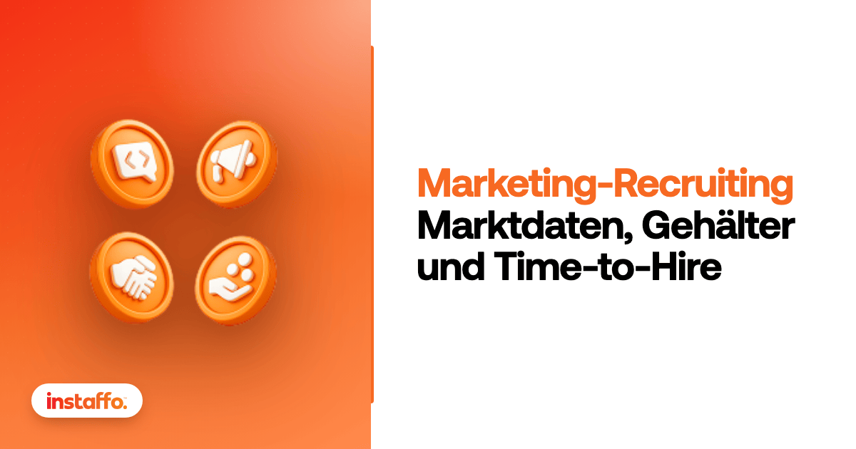 Instaffo-Vorschaukarte für die Seite Marketing-Recruiting mit der Zeile Marktdaten, Gehälter und Time-to-Hire.