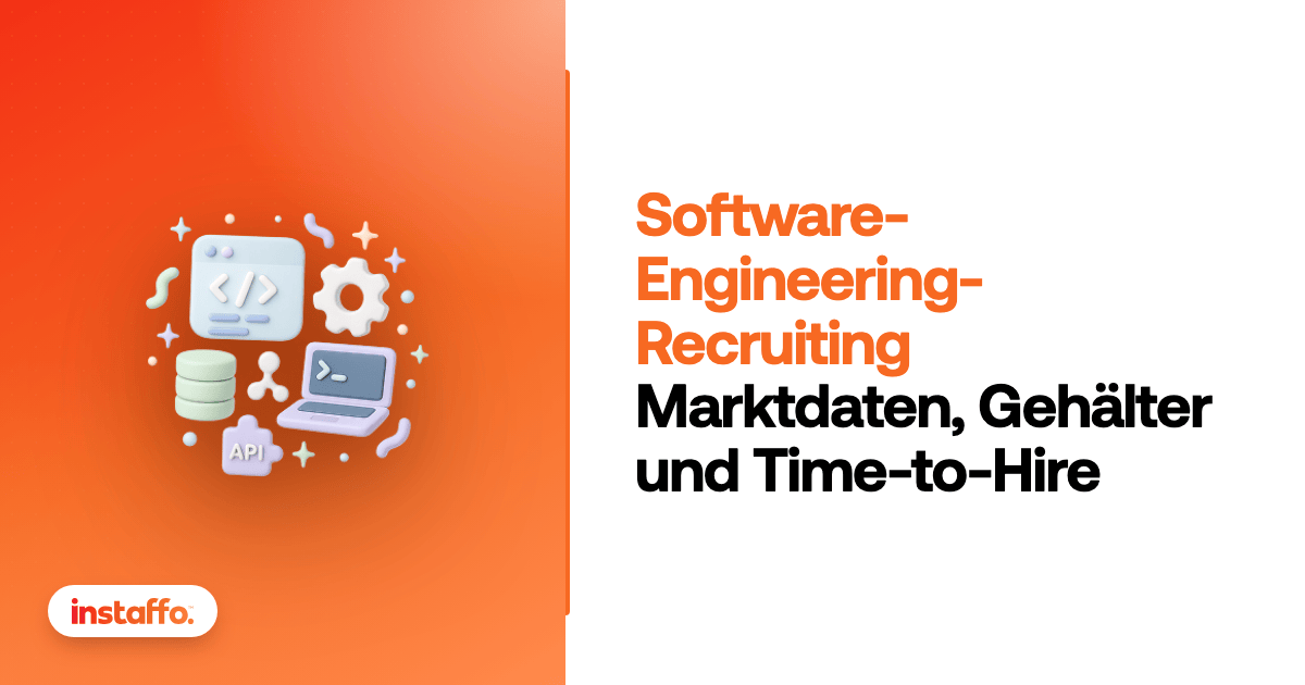 Instaffo-Vorschaukarte für die Seite Software-Engineering-Recruiting mit der Zeile Marktdaten, Gehälter und Time-to-Hire.