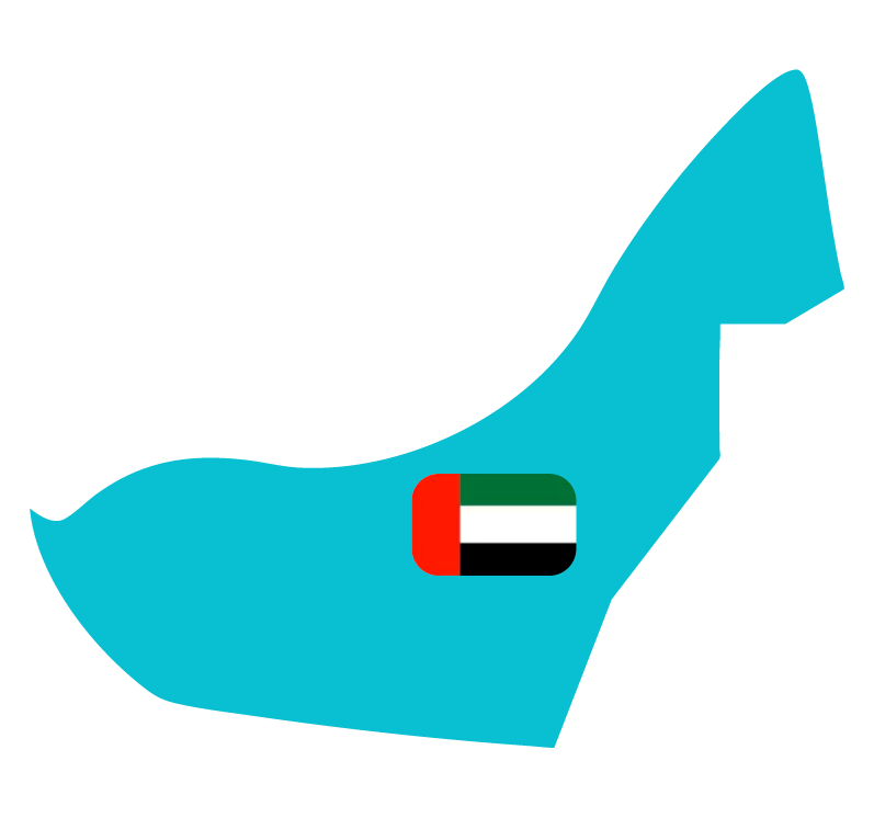 Map of the United Arab Emirates with UAE flag overlay