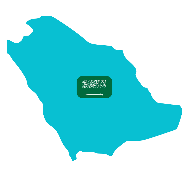 Map of Saudi Arabia with Saudi flag overlay