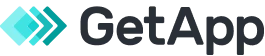 GetApp logo with overlapping turquoise diamonds and black text.