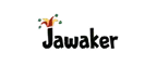 Colorful abstract logo with the word 'Jawaker' in black text beneath it on a dark background.