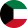 The flag of Kuwait, with horizontal stripes of green, white, and red, and a black trapezoid on the hoist side.