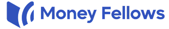 Money Fellows logo featuring a stylized blue abstract icon and the text Money Fellows in blue.