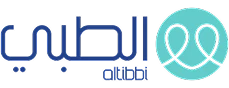 Altibbi logo with Arabic text and a turquoise circular icon featuring two mirrored abstract speech bubbles.