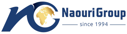 Naouri Group logo featuring stylized blue letters 'ng' encircling a gold map of Africa, with text 'Naouri Group since 1994'.