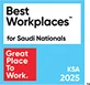 Badge reading 'Best Workplaces for Saudi Nationals Great Place to Work 2025' with the Great Place to Work logo.