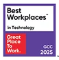 Badge showing 'Best Workplaces in Technology' and 'Great Place to Work GCC 2025' logos.