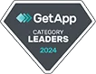 GetApp Category Leaders 2024 badge in diamond shape with teal and white text on gray background.