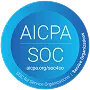 AICPA SOC certification badge in blue gradient circle.