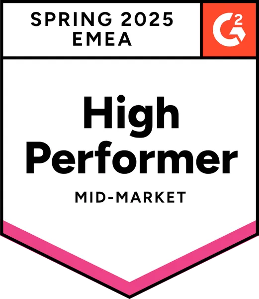 G2 High Performer EMEA Mid-Market Spring 2025