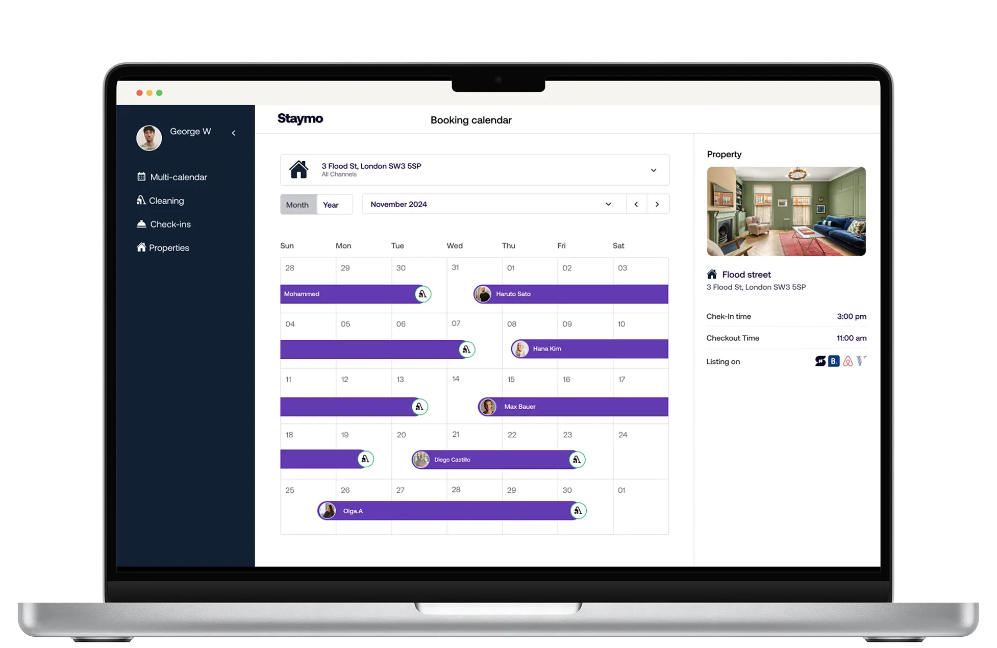 Staymo property owner dashboard interface