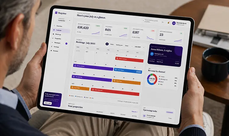 Staymo owner dashboard showing revenue, occupancy and bookings