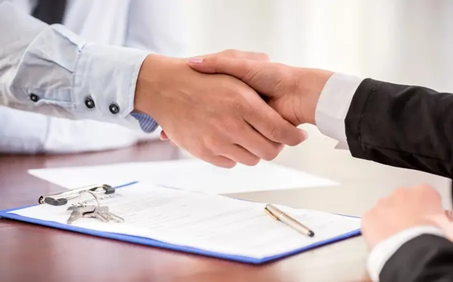 Handshake over a signed contract and keys