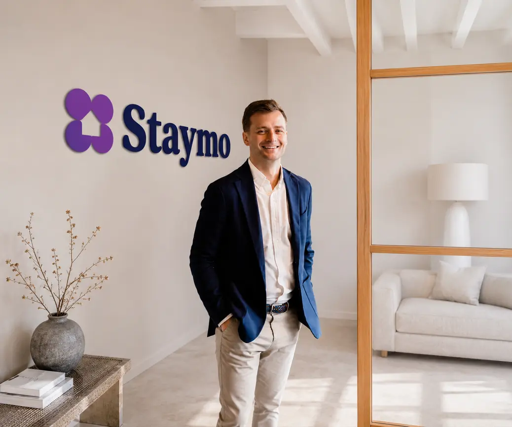 Staymo manager in a property owner's living room